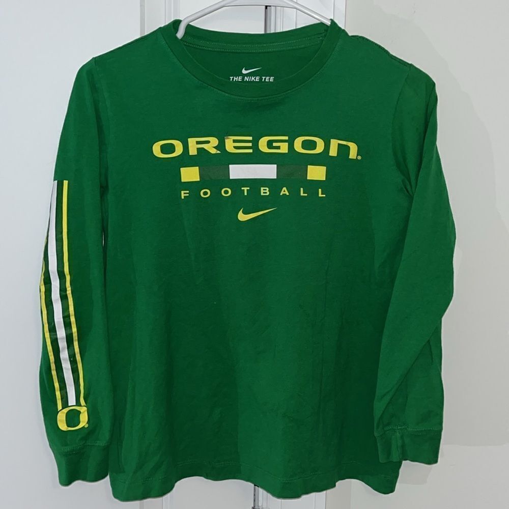 Kids Boys Nike Oregon Ducks GREEN Football LS Tee T Shirt M